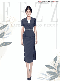 職業連衣裙高端洋氣主持服裝女夏銷售工裝定制設計圖