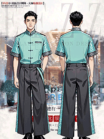 新中式酒店大堂傣族高檔男服務生制服定制設計款