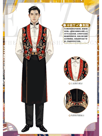 旅游景區特色餐廳立領馬夾服務員制服手繪圖片
