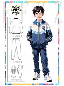 藍白律動，演繹少年風采—EFZZ校服定制設計手繪圖