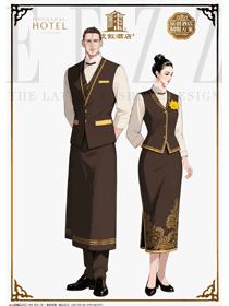深棕馬甲款：酒店領(lǐng)班服務(wù)專員的工作制服設(shè)計(jì)圖