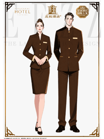 棕底淺金：五星級(jí)酒店大堂引導(dǎo)員的親和形象裝設(shè)計(jì)