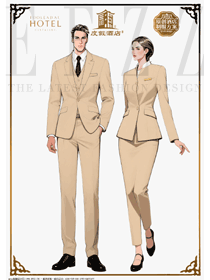 米色輕奢套裝：星級酒店前廳大堂領班服務人員制服設計