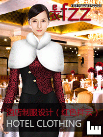 原創酒店制服設計圖-紅色祥云服裝設計