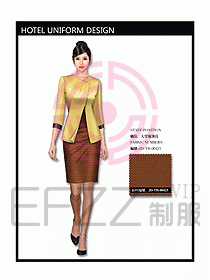 中餐服務員制服設計效果圖1109
