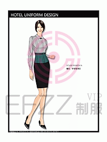 中餐服務員制服設計效果圖1148