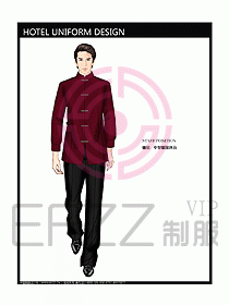 酒店中餐服務員制服設計效果圖1191